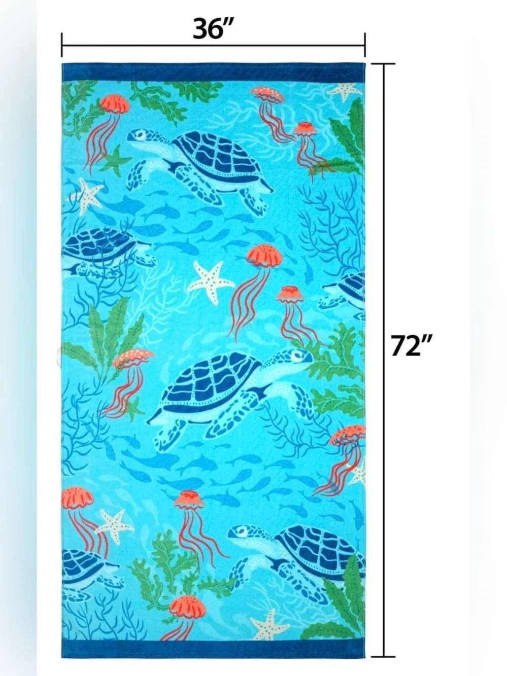 Colorful Nautical Sea Turtle Beach Towel
